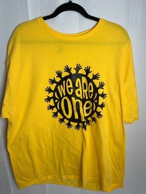 Gildan Yellow Kids Short Sleeve Tee with Black "We Are One" Graphic